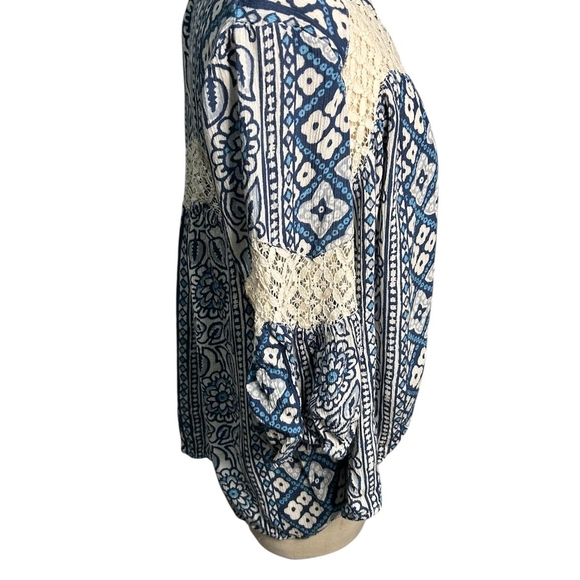 Free People Blue and White Patterned Top - Picture 3 of 6